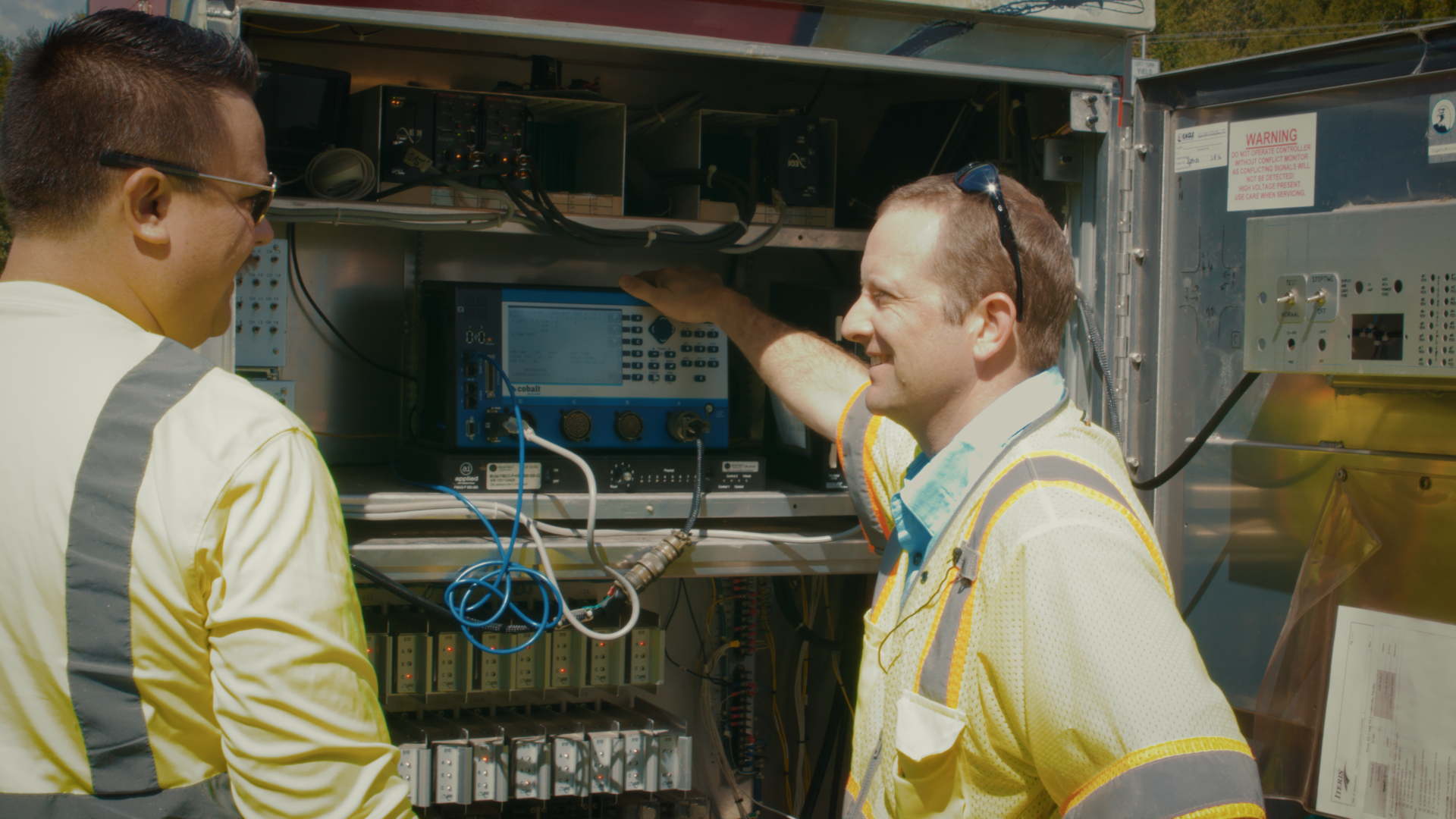 Traffic Engineer Cameron Williams at traffic Box