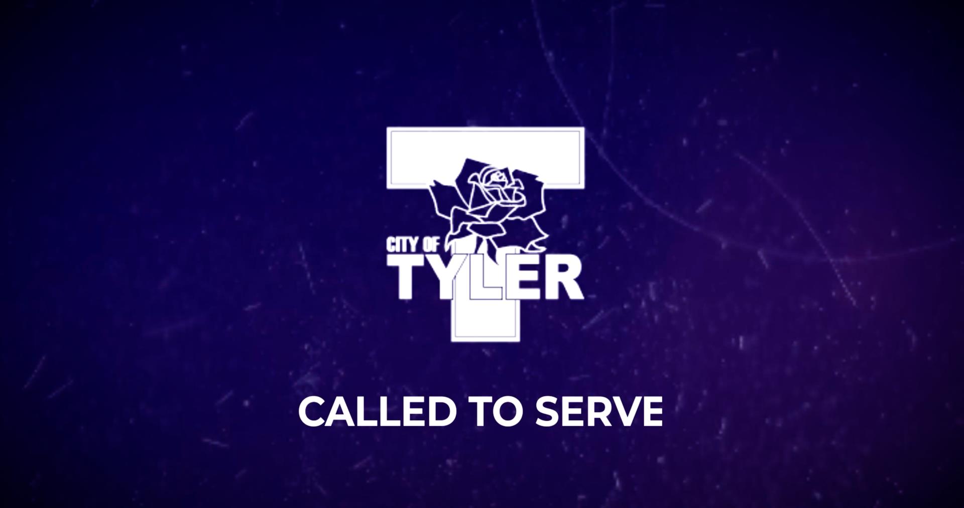 Image of the City of Tyler logo on a blue background with the words Called to Serve below the logo.