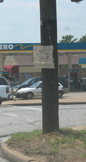 Garage Sale Sign on Telephone Pole